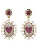 Rue Des Mille Earrings - Galactica -Pendants-Zircons-Pearls-ORZ013M5AU