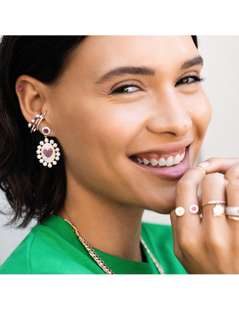 Rue Des Mille Earrings - Galactica -Pendants-Zircons-Pearls-ORZ013M5AU