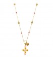 Collana Rue Des Mille da Donna - Marine Love Holy-Ster Gold con Sfere Rosa e Croce Pendente