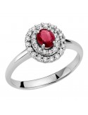 Miluna Woman's Ring - in 18 carat White Gold with Natural Diamonds and Ruby 0.35 ct - 0