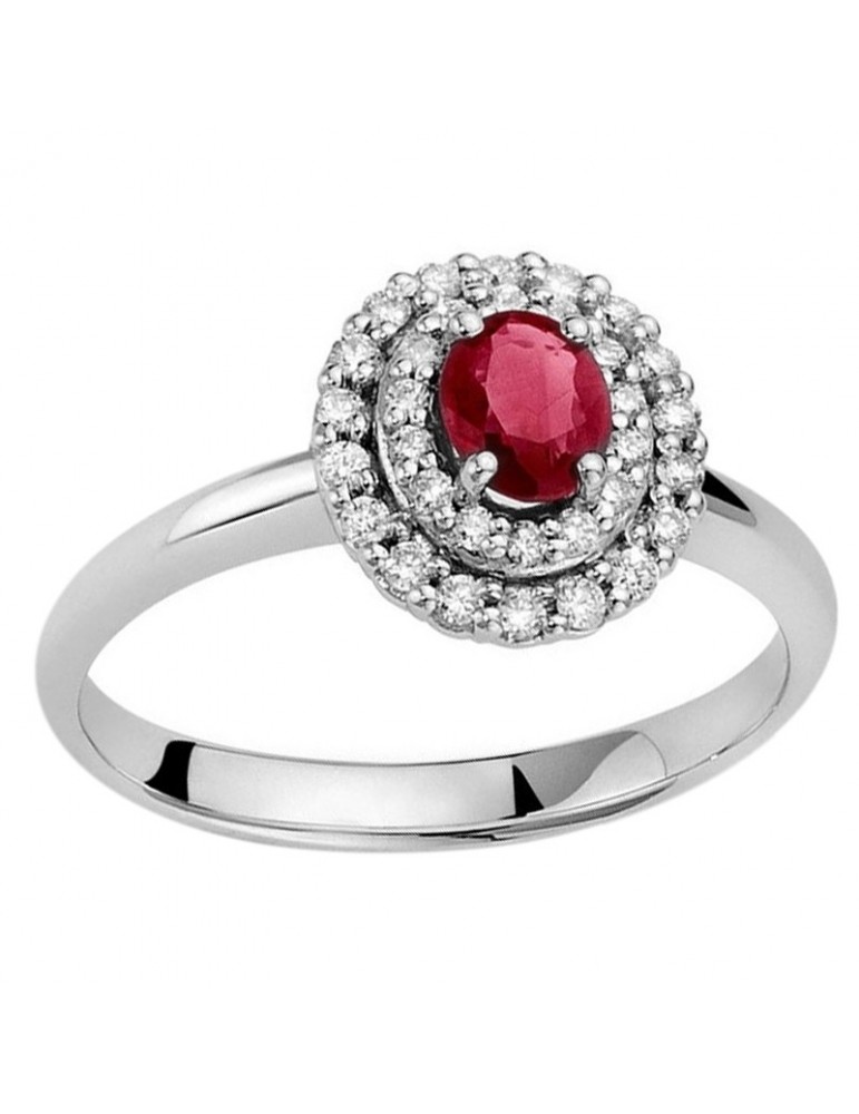 Anello Miluna Donna in Oro Bianco 18 carati con Diamanti