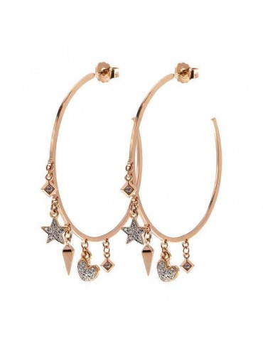 Rue Des Mille Women's Earrings - Stardust Tribe Rose Gold Circle with 5 Subjects - 0