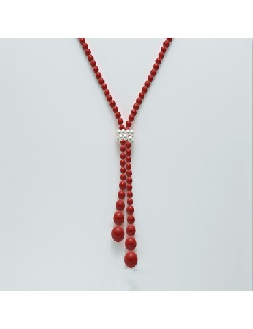 Collana Miluna - Terra e Mare - Perle - Agglomerato Rosso - CLD3658