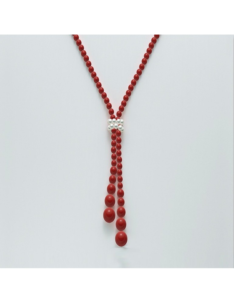 Miluna Women's Necklace with Red Coral Agglomerate - 0
