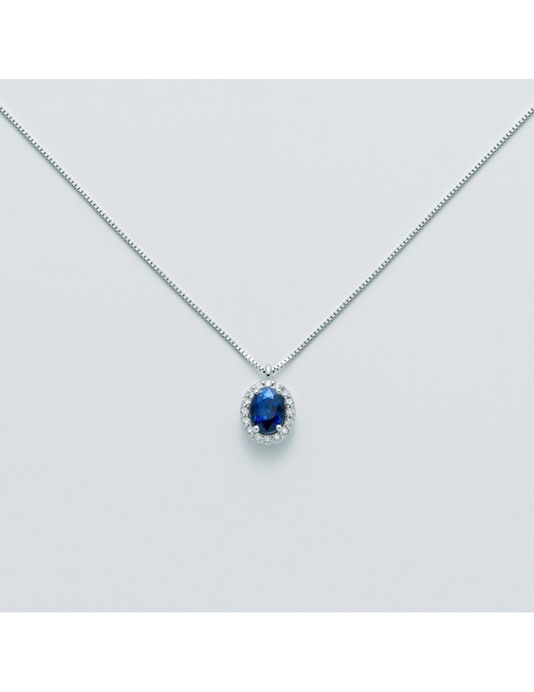 Collana Miluna Oro Bianco Diamanti Zaffiro CLD4088