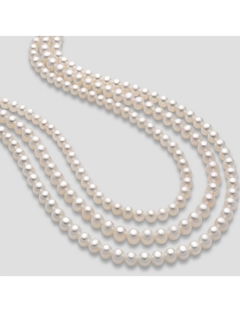 Miluna Bracelet for Women - with String of Freshwater Pearls 6.5 - 7 mm and 18K White Gold Clasp - 0