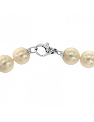 Miluna Bracelet for Women - with String of Freshwater Pearls 6.5 - 7 mm and 18K White Gold Clasp - 0 2
