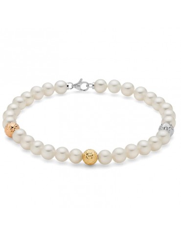 Bracciale Miluna - Perle Oriente - Tre Boule - Sfaccettate - Oro - PBR2838V