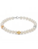 Miluna Woman's Bracelet - with Oriental Pearls and Three Faceted Gold Boules - 0