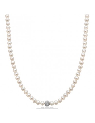 Collana Miluna - Perle Oriente - Boule in Oro Diamantata - PCL1834V