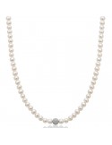Miluna Woman's Necklace - with Oriente Pearls and Diamond Gold Boule - 0