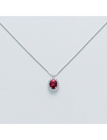 Collana Miluna - Oro Bianco - Rubino - Diamanti Naturali - CLD4095