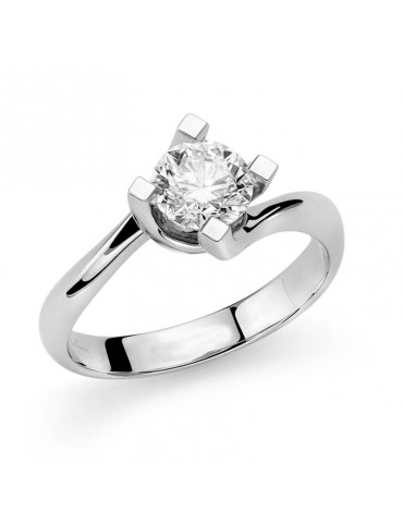 Miluna Ring - Premium Diamonds Solitaire in 18k White Gold with Natural Diamond - 0