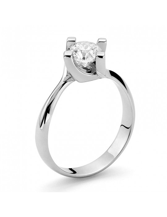 Miluna Ring - Premium Diamonds Solitaire in 18k White Gold with Natural Diamond - 0