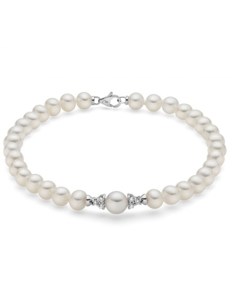 Miluna Woman's Bracelet - with Oriental Pearls and Natural Diamonds - 0