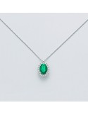 Collana Miluna - Oro Bianco - Smeraldo - Diamanti Naturali - CLD4101