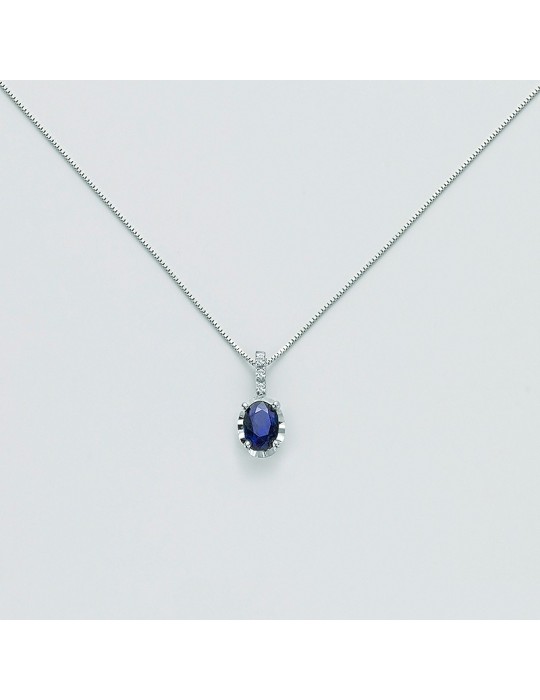 Miluna Women's Necklace with Sapphire and Diamonds - 0