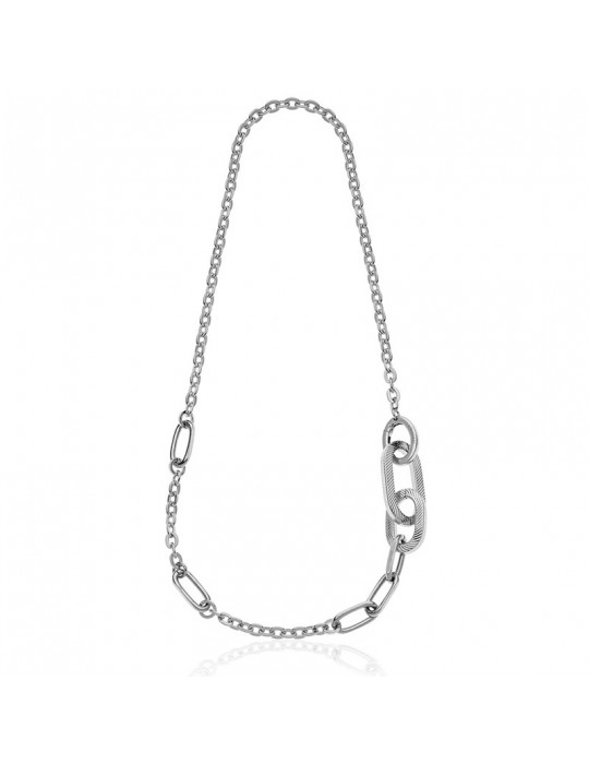 Unoaerre Necklace - Square - Long-Silver 925% -White-Chain-4EXH0044B