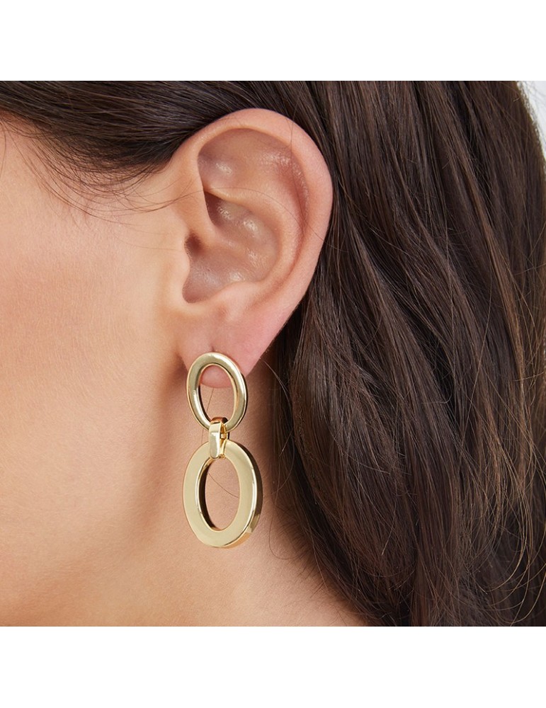Unoaerre Earrings - Square - Pendants - Gold -Maglia Quadra-4EXO0018G