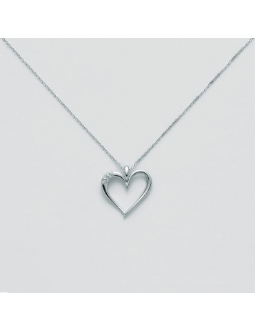Collana Miluna - Oro Bianco - Pendente -Cuore-Diamanti 0,9 pt-CLD4218