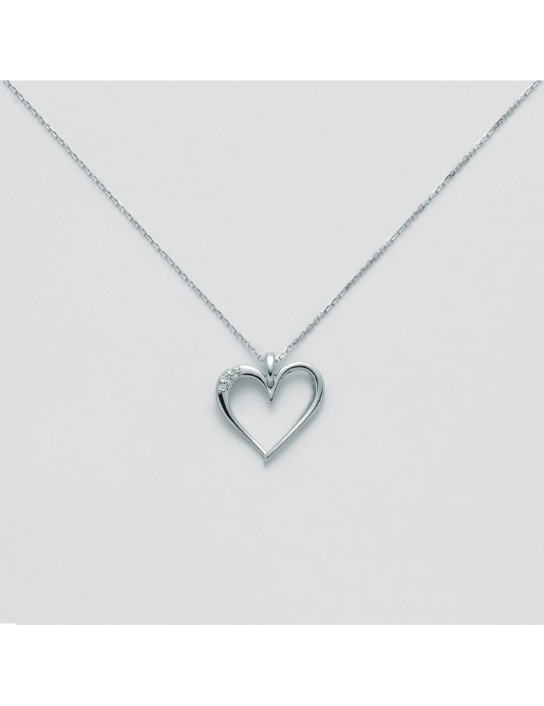 Collana Miluna - Oro Bianco - Pendente -Cuore-Diamanti 0,9 pt-CLD4218