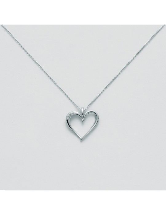 Collana Miluna - Oro Bianco - Pendente -Cuore-Diamanti 0,9 pt-CLD4218