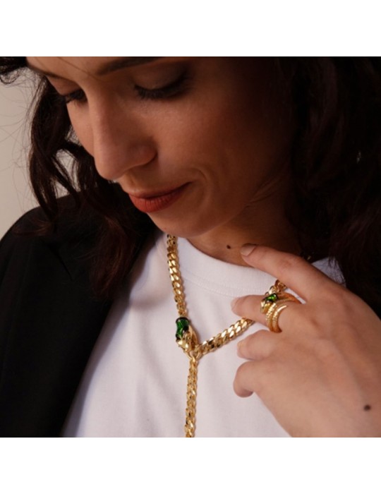 Unoaerre Necklace - Classic - Groumette - Snake - Green - 8EXH0014G