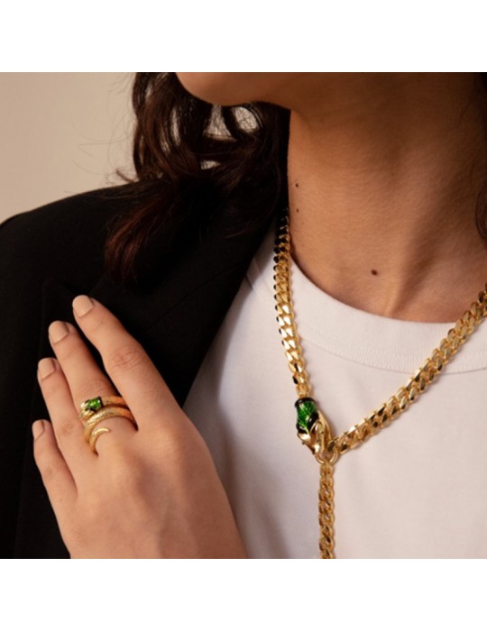 Unoaerre Necklace - Classic - Groumette - Snake - Green - 8EXH0014G