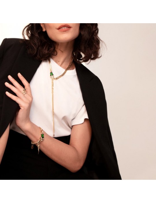 Unoaerre Necklace - Classic - Groumette - Snake - Green - 8EXH0014G