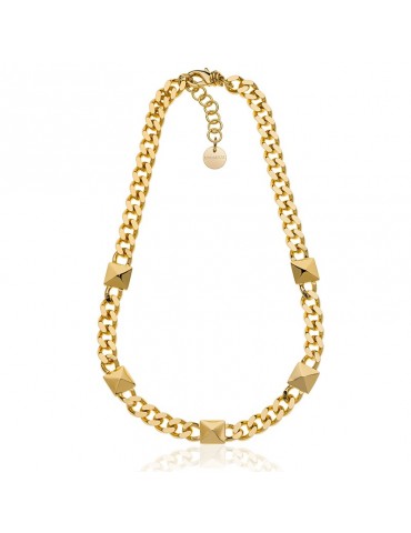 Unoaerre Necklace - Pyramids - Gold - Curb chain - 8EXH0034G