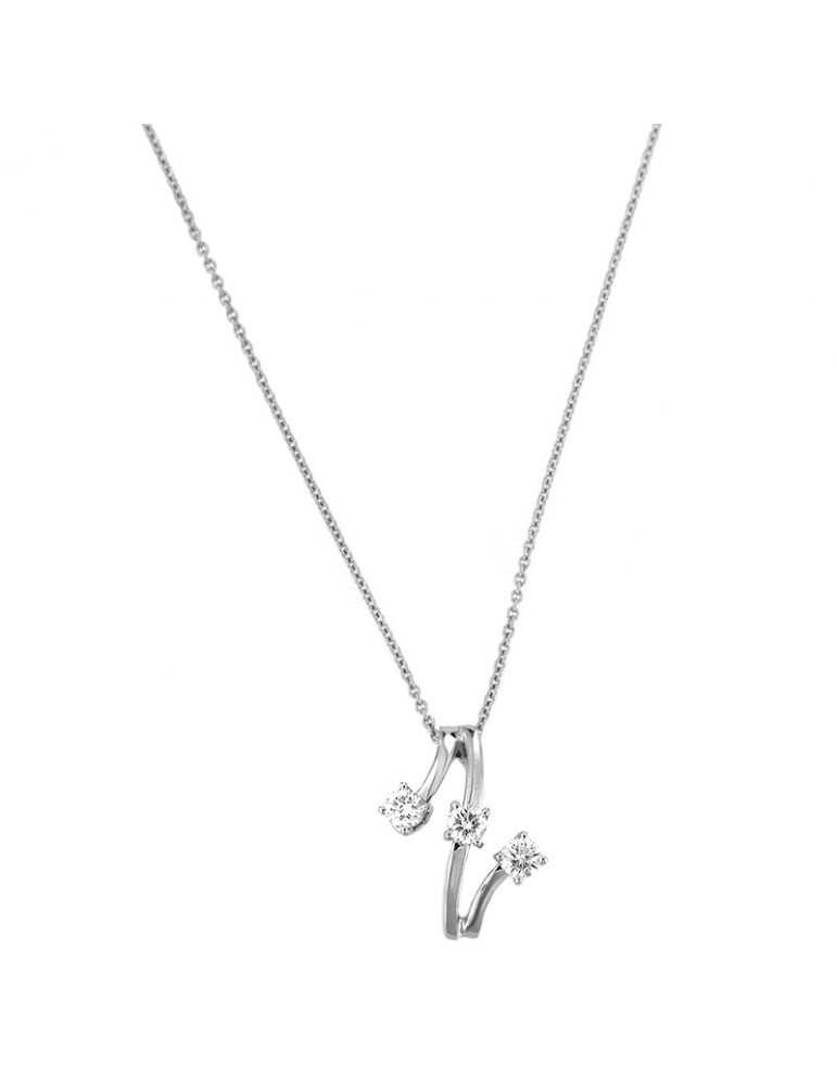 Collana Davite & Delucchi Donna - Pendente Trilogy in Oro Bianco con Diamanti Naturali - 0