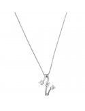 Davite & Delucchi Woman's Necklace - Trilogy White Gold Pendant with Natural Diamonds - 0