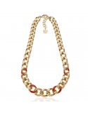 Unoaerre Necklace - Colors - Groumette Chain -Red-Beige-7EXH0024007G