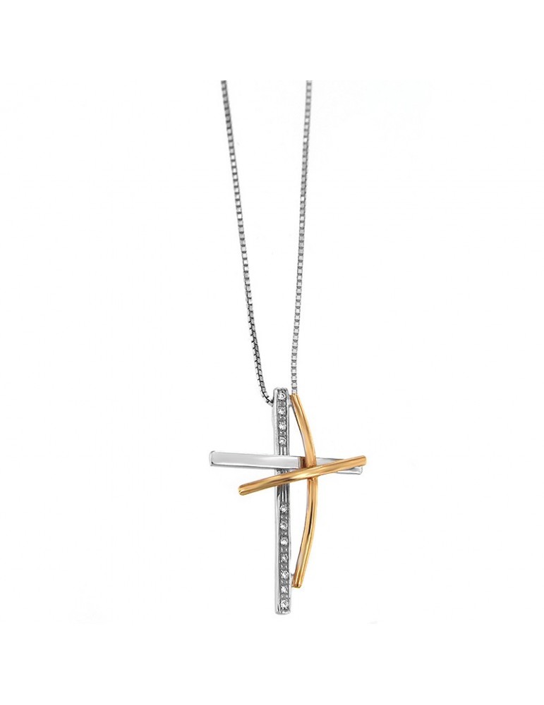 Collana Davite & Delucchi - Croce in Oro con Diamanti Naturali - 0