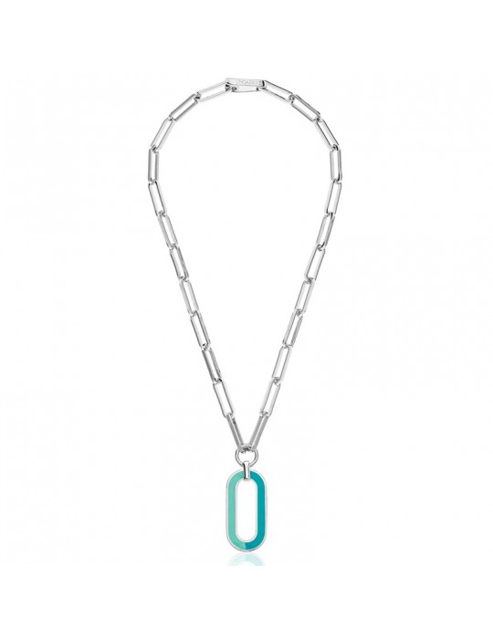 Collana Unoaerre - Colors - Catena-Pendente Ovale Azzurro-7EXH0014003B