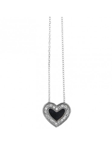 Davite & Delucchi Heart Woman Necklace - in White Gold with Diamonds - 0