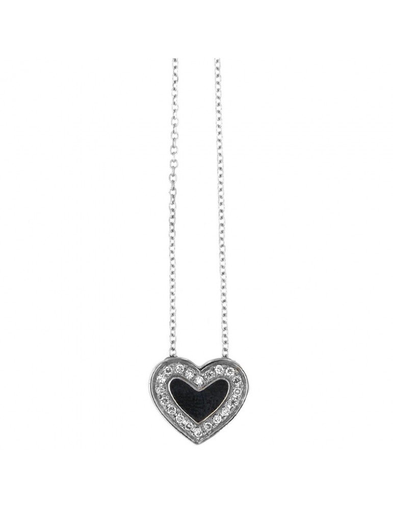 Davite & Delucchi Heart Woman Necklace - in White Gold with Diamonds - 0