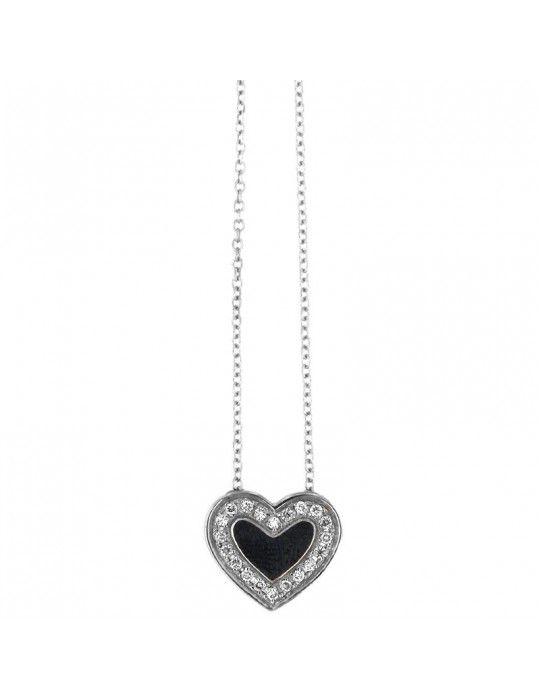 Davite & Delucchi Heart Woman Necklace - in White Gold with Diamonds - 0
