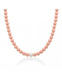 Collana Miluna - Agglomerato Rosa 8mm - Perla Freshwater 8,5 - 9 mm - PCL4821