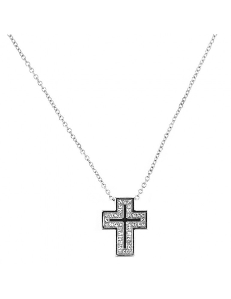 Davite & Delucchi Necklace - White Gold Rood with Diamonds - 0