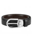 Montblanc Men's Belt - Reversible in Black  Brown Leather with Horseshoe Buckle - 0