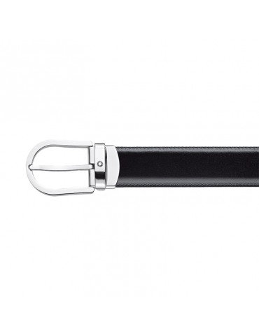 Cintura Montblanc - Reversibile - Pelle Nera-Marrone - Fibbia a Ferro di Cavallo - MB 128135 2