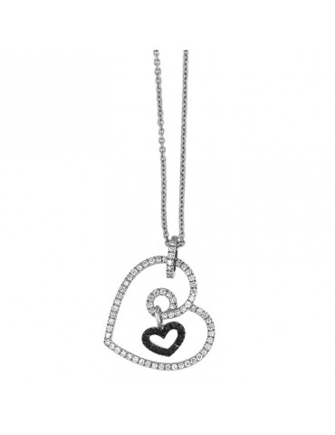 Davite & Delucchi Heart Woman Necklace - in White Gold with Diamonds - 0