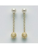 Miluna Woman's Earrings - 18K Yellow Gold Pendants with 5-5.5 mm Pearls and Boule - 0