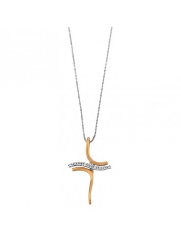 Collana Davite & Delucchi - Croce in Oro Rosa con Diamanti Naturali - 0