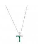 Davite & Delucchi Necklace - White Gold Rood with Diamonds and Emeralds - 0