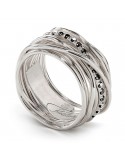 Rubinia Woman's Ring - Filodellavita Classic 13 Wires in 925% Silver with Black Diamonds 0.21 ct - Size 15 - 0
