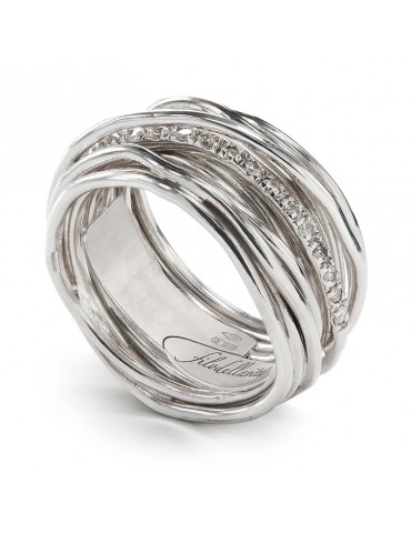 Rubinia Woman's Ring - Filodellavita Classic 13 Wires in 925% Silver with White Diamonds 0.21 ct - Size 16 - 0