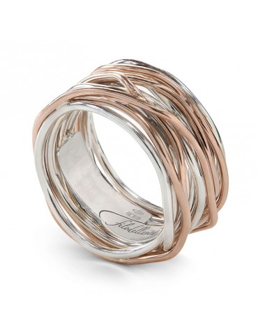 Rubinia Woman's Ring - Filodellavita Classic 13 Wires in 925% Silver and 9 carat Rose Gold - Size 16 - 0