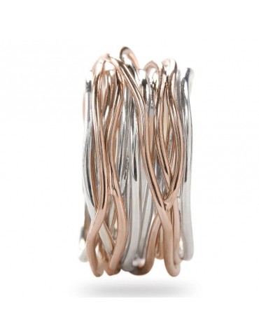 Rubinia Woman's Ring - Filodellavita Classic 13 Wires in 925% Silver and 9 carat Rose Gold - Size 16 - 0 2